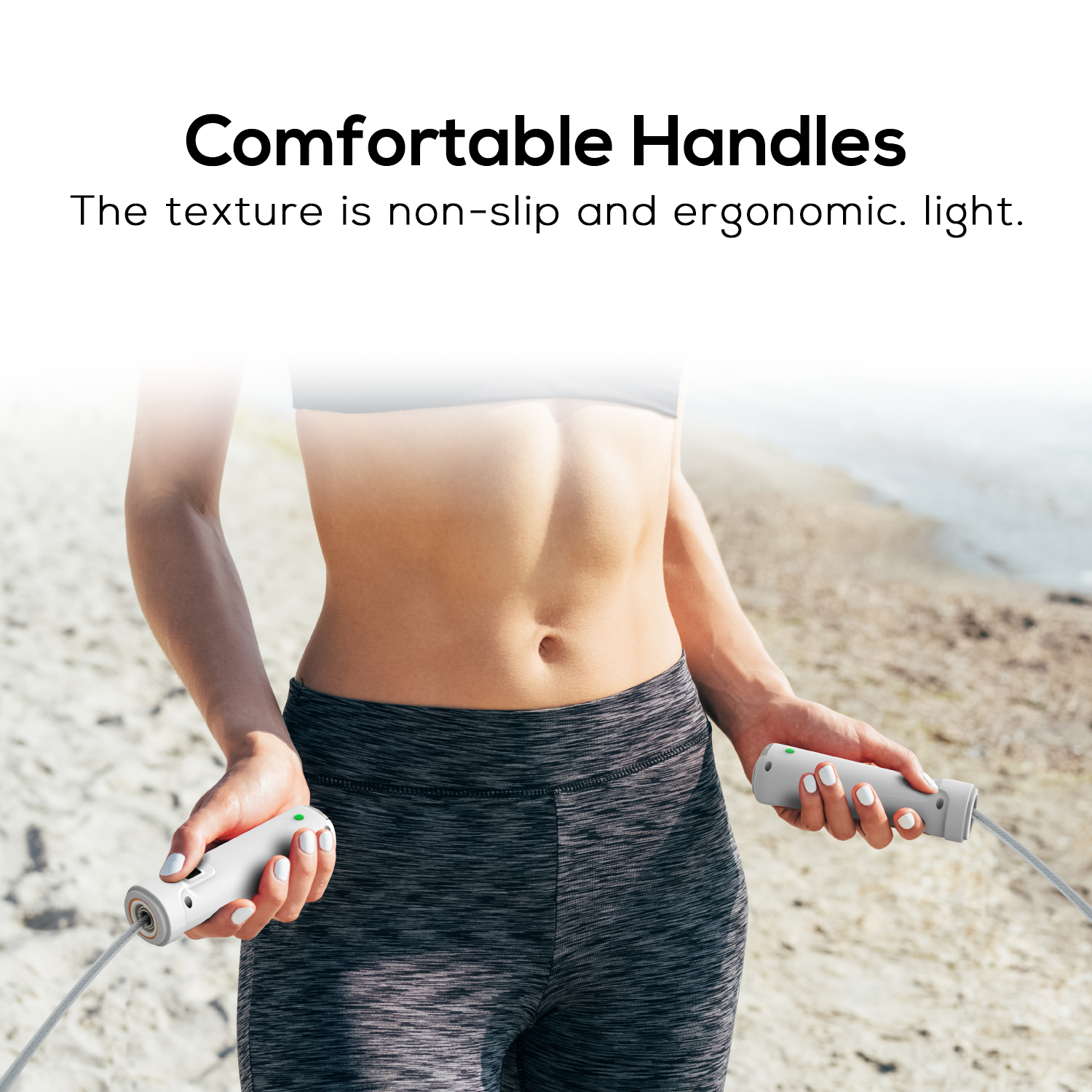 Bequemer Griff Unsere Springseile für Fitness sind mit einem leichten Griff aus umweltfreundlichem Material ausgestattet.Die Griffe sorgen für eine angenehme Haptik und sind beim Training rutschfest.