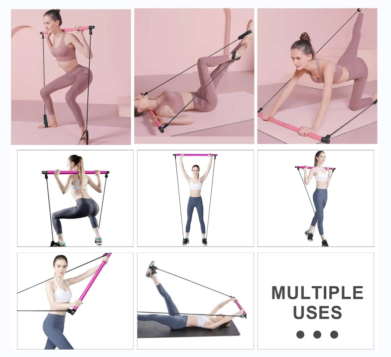 Vielseitig einsetzbar: Die Toning-Stange mit Widerstandsbändern wird bei Yoga, Pilates, Stretching, Fitness und anderen Trainingsprogrammen verwendet.Yoga- und Dehnübungen eignen sich sehr gut für schwangere Frauen, um sie nach der Schwangerschaft und Geburt zur Erhaltung ihrer Gesundheit anzuwenden.Geringer Aufprall zur Vermeidung von Verletzungen, leicht und einfach zu tragen.