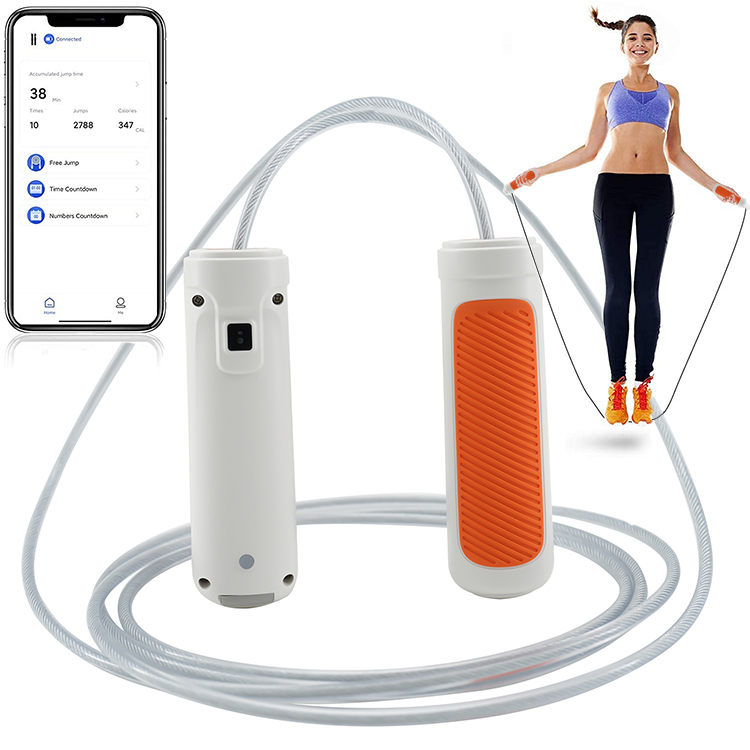 Erreichen Sie Ihr Fitnessziel mit der APP. Unser Fitness-Springseil kann mit unserer APP verbunden werden, mit der Sie Ihre regelmäßigen Trainingsdaten einfach analysieren und verfolgen können.Sie können jederzeit Ihre Sprungzeit, die Gesamtanzahl der Sprünge, den Kalorienverbrauch und die Anzahl der Sprünge erfassen, um Ihr Fitnessziel zu erreichen.
